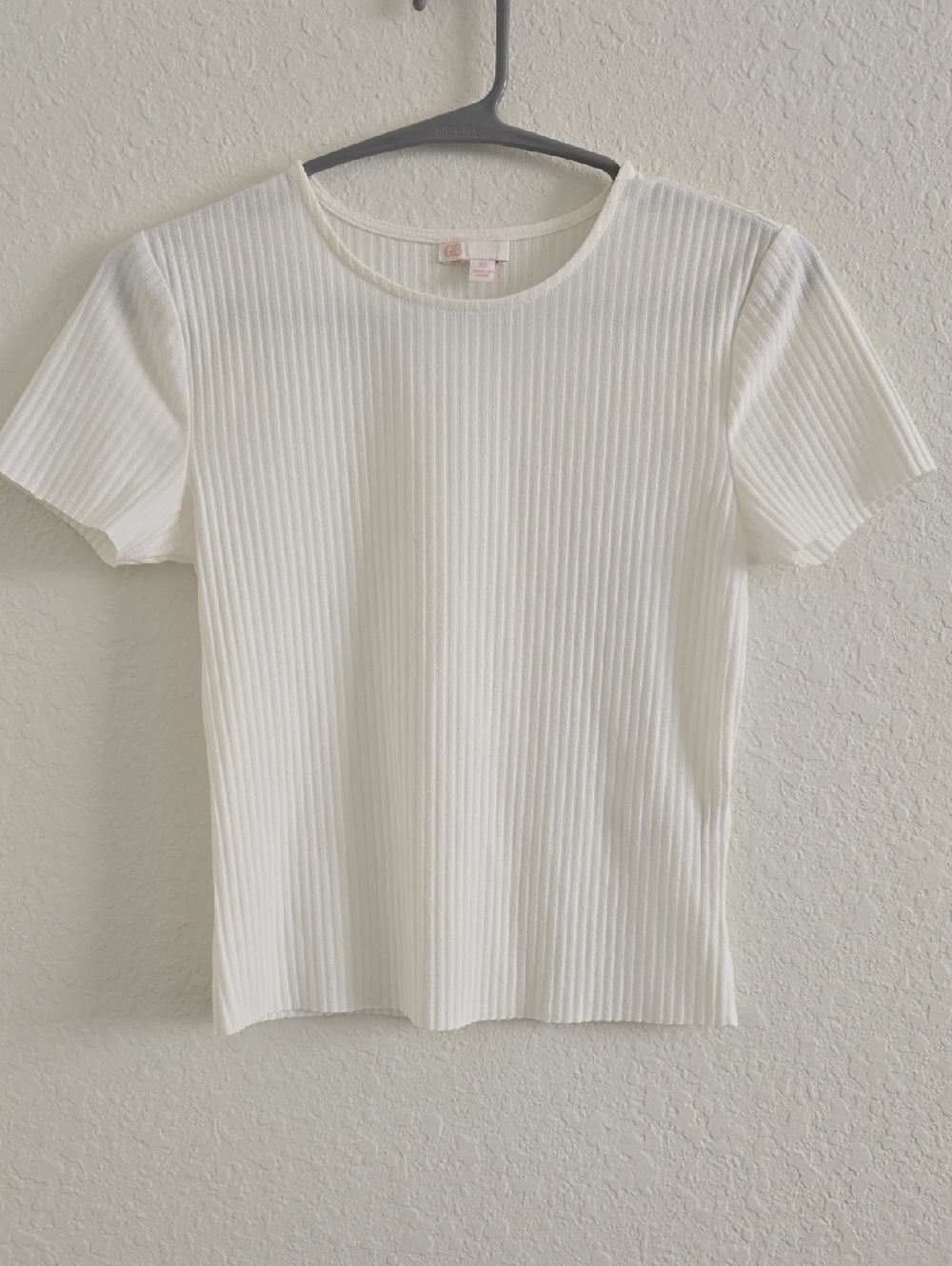 Gianni Bini XS Ribbed Short-Sleeve Tee - White